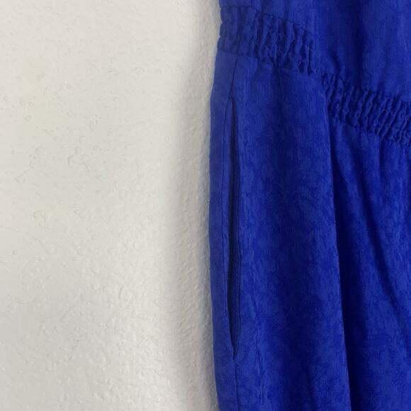 Bebe Jumpsuit Womens 4 Strapless Smocked Cut-out Pockets Lightweight Textured - Picture 3 of 10